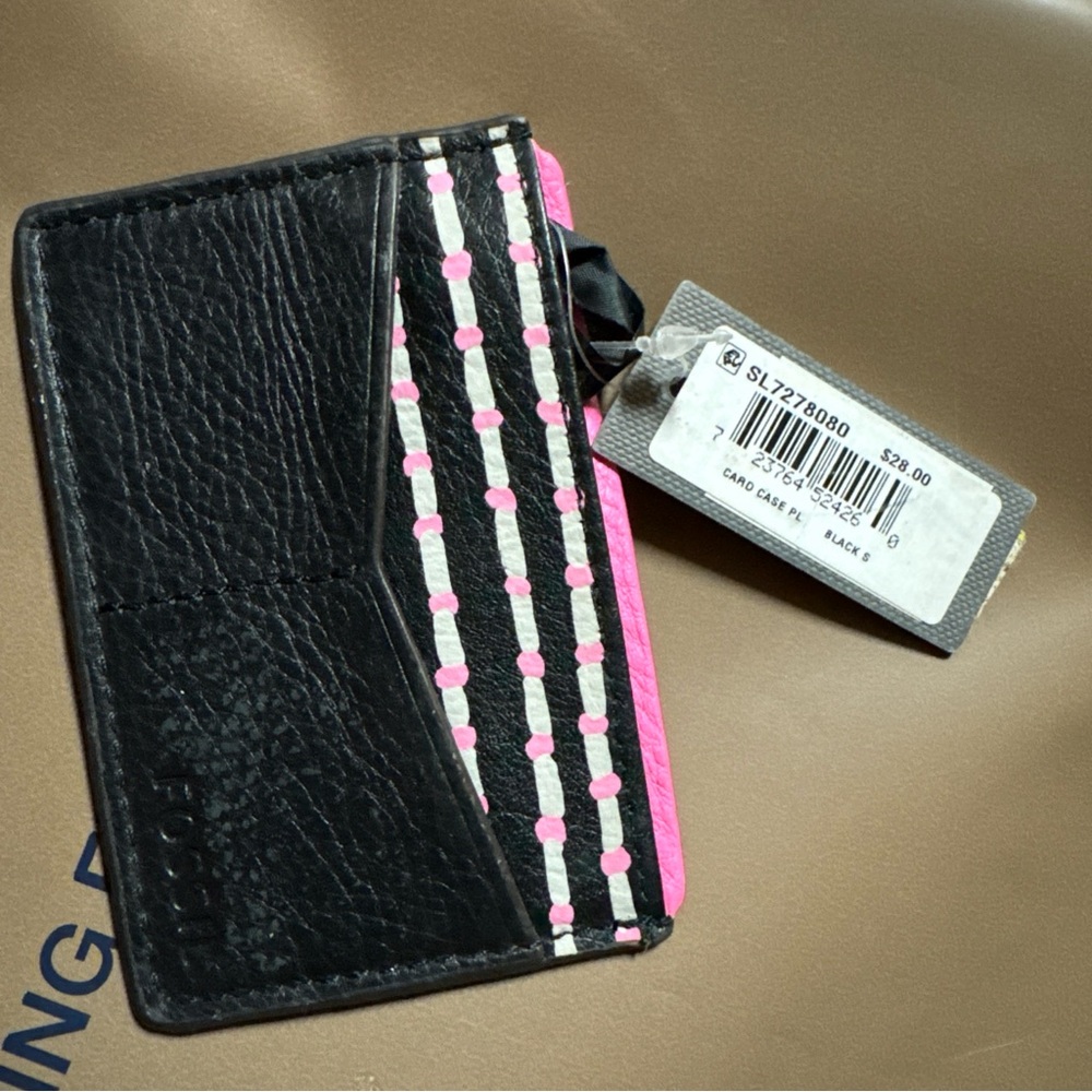 Fossil Black and Pink Card Holder